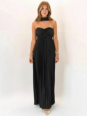 Vestido Longo Céu Plissado