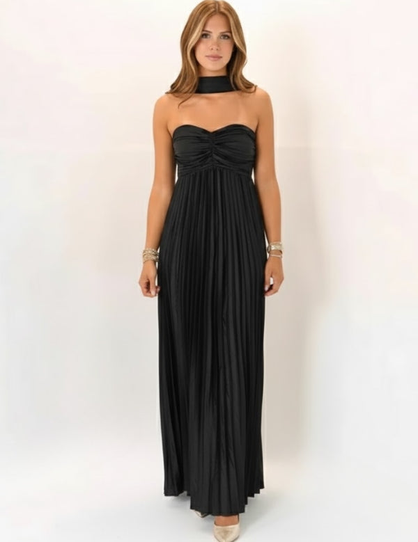 Vestido Longo Céu Plissado