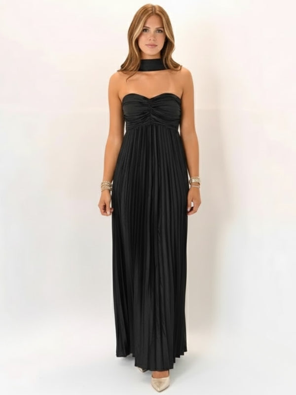 Vestido Longo Céu Plissado