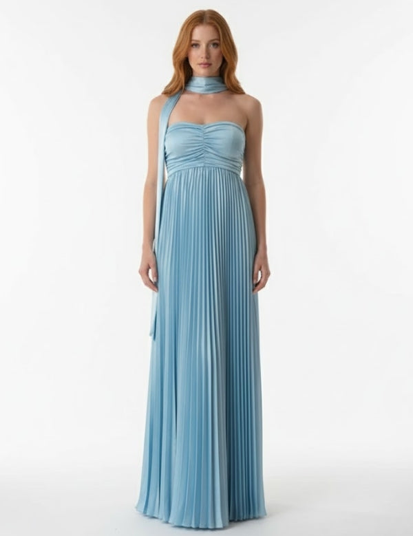 Vestido Longo Céu Plissado