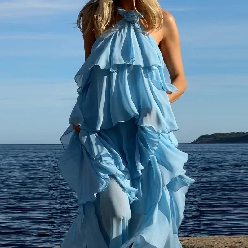 Vestido Longo Rosé Camadas