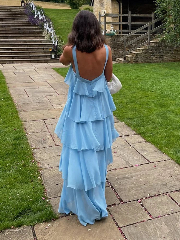 Vestido Longo Rosé Camadas