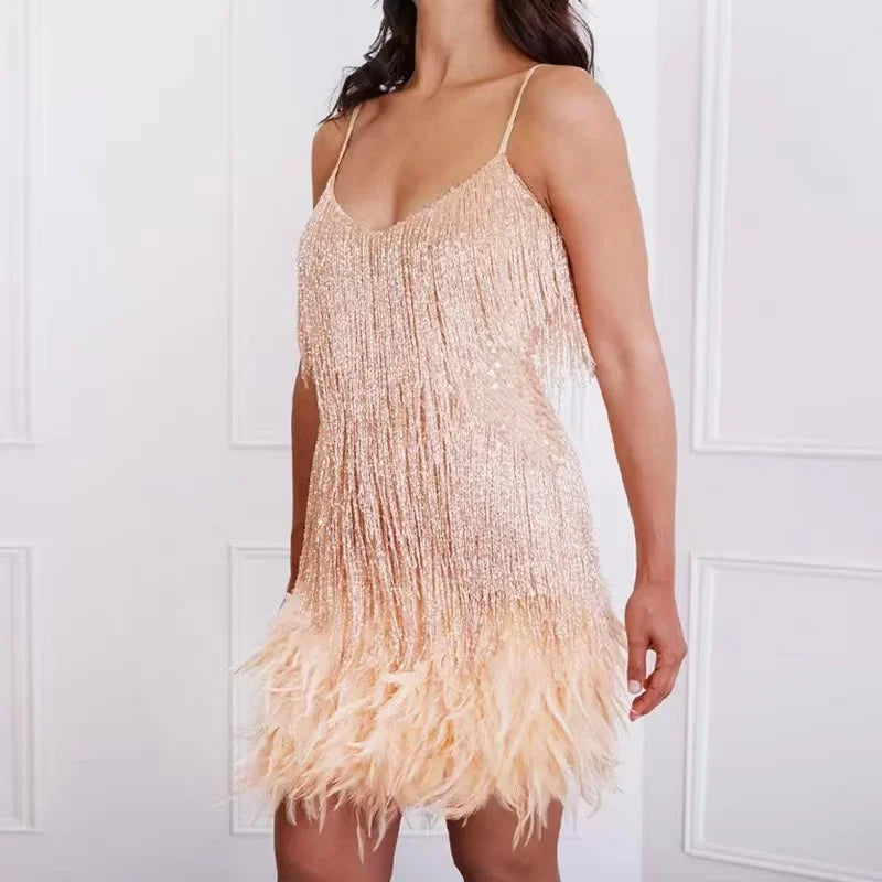 Vestido Curto Noite Pluma