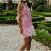 Vestido Curto Noite Pluma