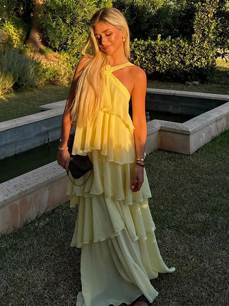 Vestido Longo Rosé Camadas