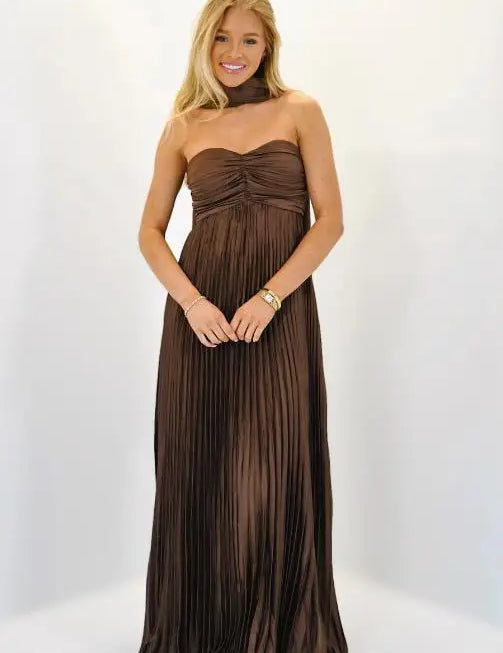 Vestido Longo Céu Plissado