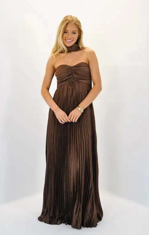 Vestido Longo Céu Plissado