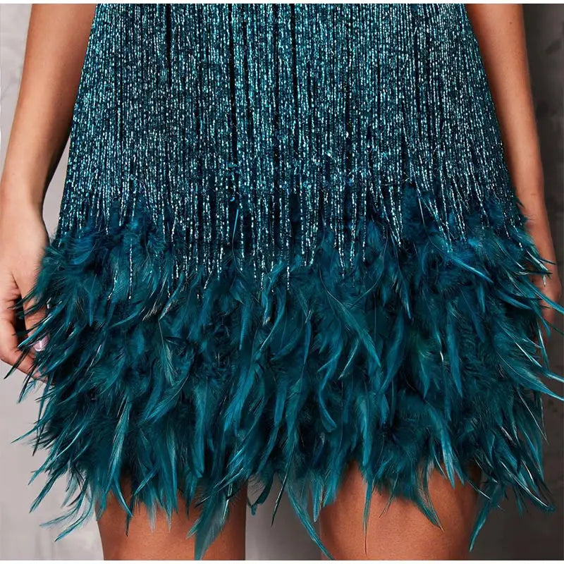Vestido Curto Noite Pluma