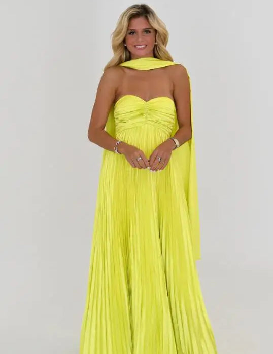 Vestido Longo Céu Plissado
