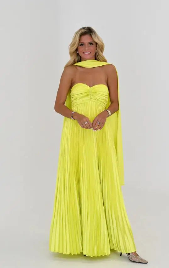 Vestido Longo Céu Plissado