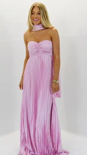 Vestido Longo Céu Plissado