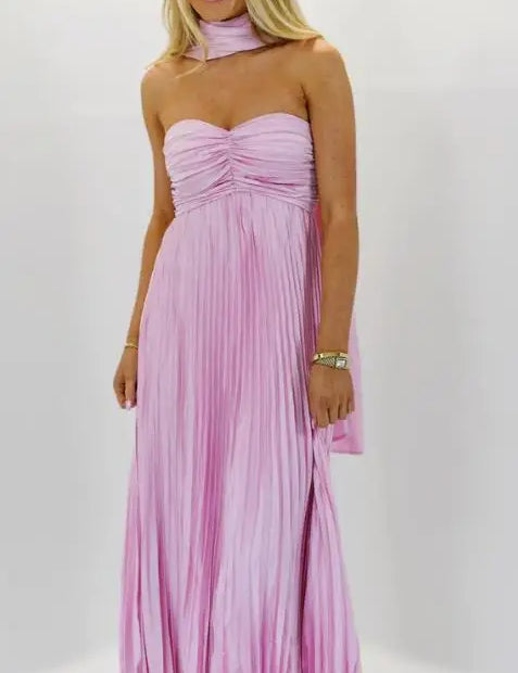 Vestido Longo Céu Plissado