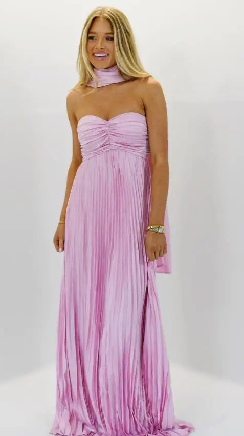 Vestido Longo Céu Plissado