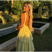 Vestido Longo Rosé Camadas