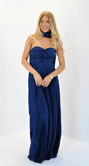 Vestido Longo Céu Plissado