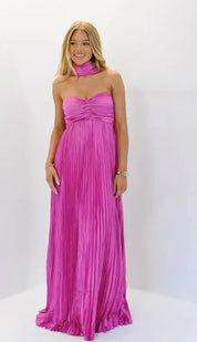 Vestido Longo Céu Plissado