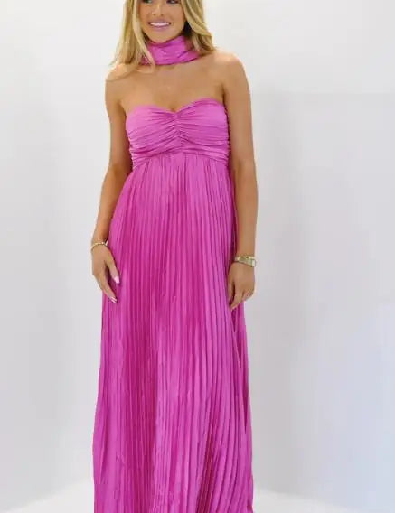 Vestido Longo Céu Plissado