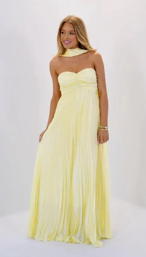 Vestido Longo Céu Plissado