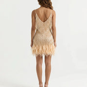 Vestido Curto Noite Pluma
