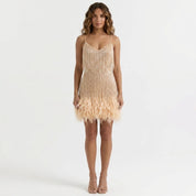 Vestido Curto Noite Pluma