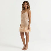 Vestido Curto Noite Pluma