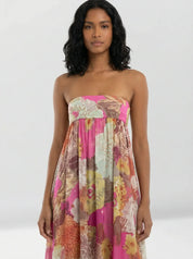 Vestido Longo Jardim Rosé
