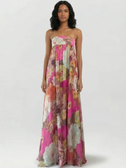 Vestido Longo Jardim Rosé